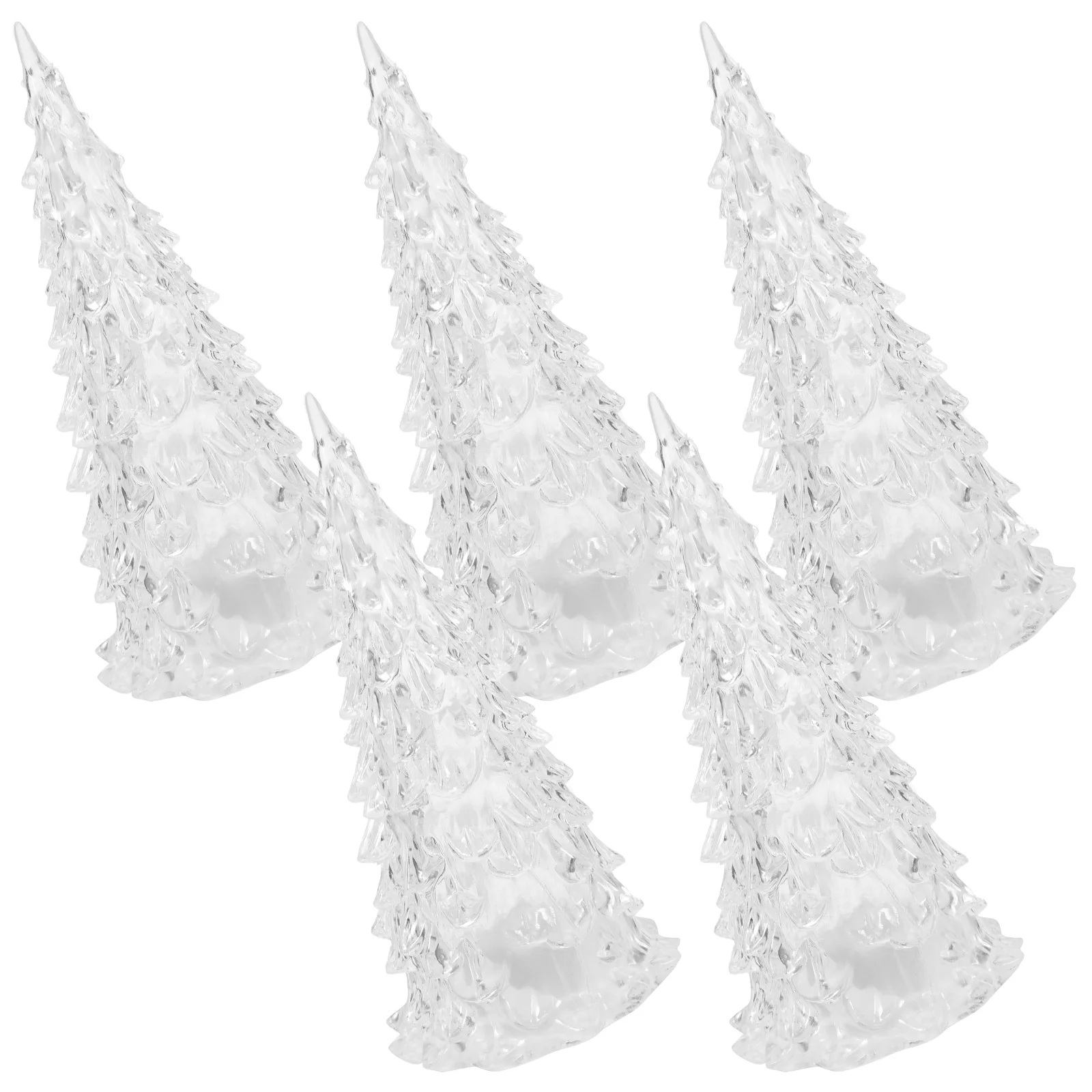 

5 PCS Christmas Glow Tree LED Light up Mini Luminous Xmas Decorations Dining Table Lighted Artificial Acrylic