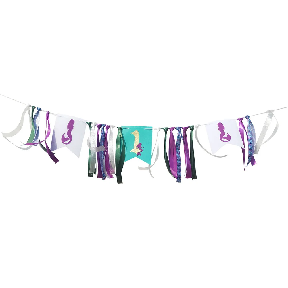 

Highchair Banner for 1st Birthday Party Mermaid Theme First Girl Happy Birthday Highchair Banner Party Decoration
