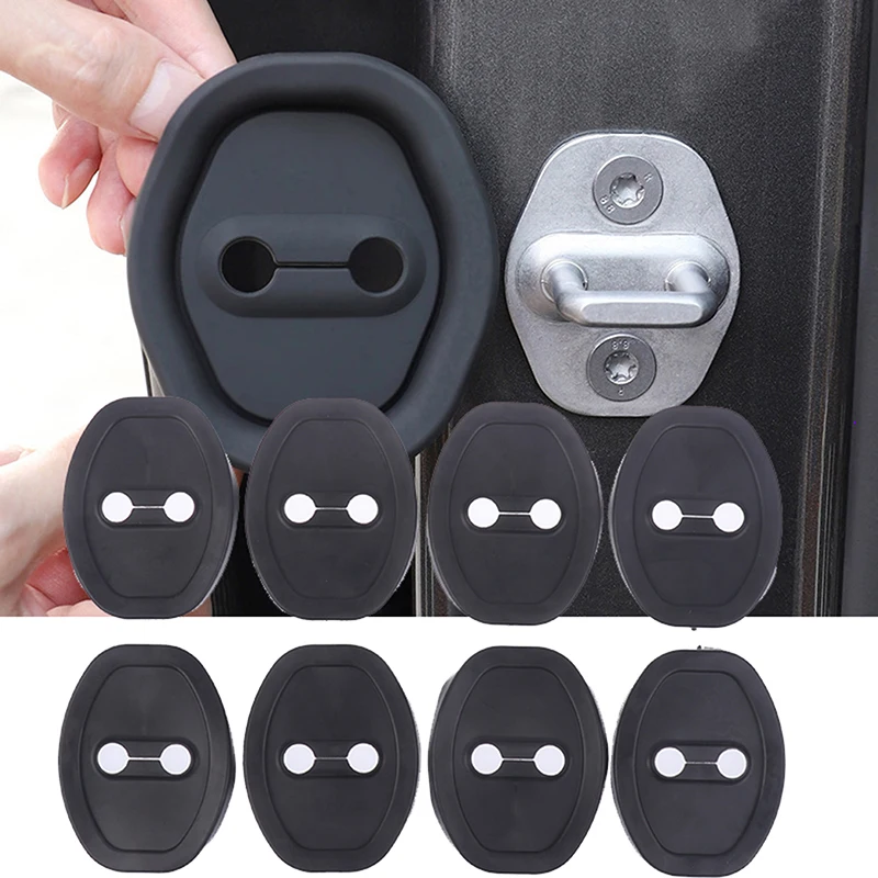 

8Pcs Car Door Lock Anti-collision Silicone Cover Auto Doors Latch Lock Buckle Mute Protective Cushion Car Shock Absorber Pad