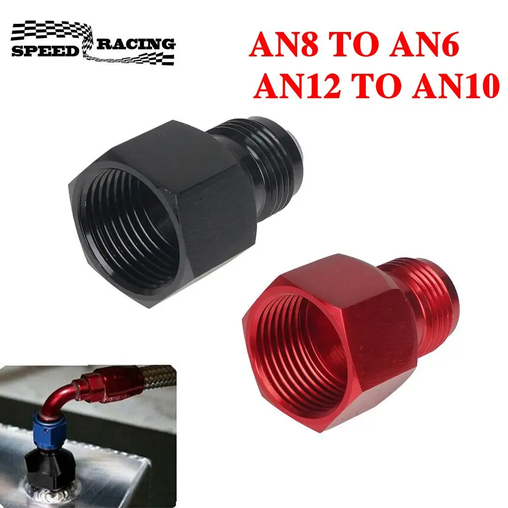 

AN12/AN8 8AN Female To AN10/AN6 6AN Male Reducer Aluminum Alloy Reducer Fitting Fuel Oil Cooler Bulkhead Adapter Black Red