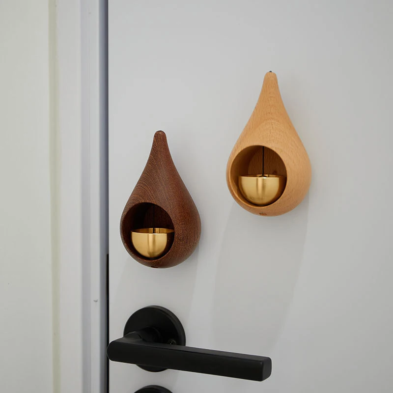 Walnut Wooden Wind Chime Magnetic Home Reminder Wind Chime Cartoon Cat Claw Doorbell Copper Bell Ornaments Housewarming Gift