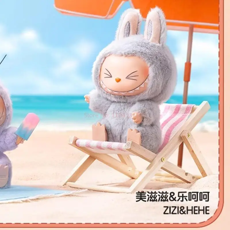 for labubu cloths Wooden Beach Chair Creative Cartoon Model Home Decorative Craft Photography Prop Ocean Theme Small Figure