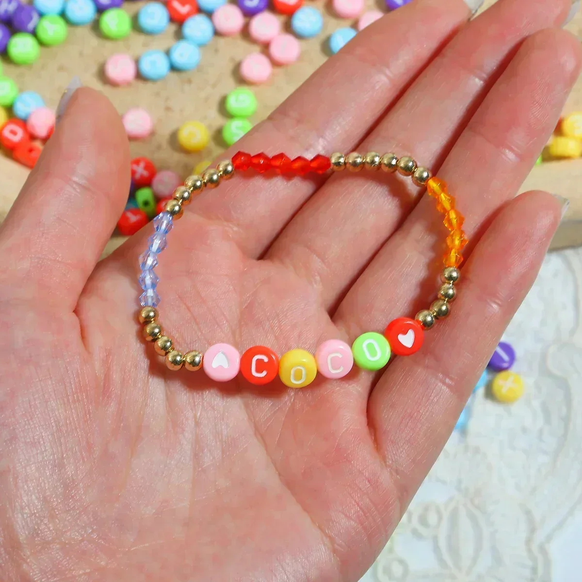Colorful Acrylic Letter Beads A-Z Round Flat Alphabet Spacer Beads with Holes for DIY Jewelry Making Bracelet Accessories image 5