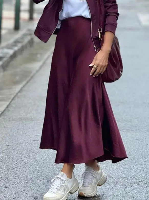 

2025 Autumn/Winter New Women's Fashion Elegant High end Solid Color Skirt, Half Skirt, Women's Wear
