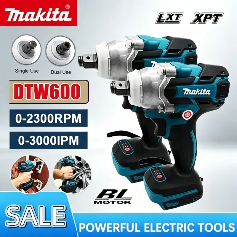 

Аккумуляторный гайковерт Makita DTW600 3100IPM, 1/2 дюйма, бесщеточный, электрический, перезаряжаемый, для обслуживания автомобилей, 18В