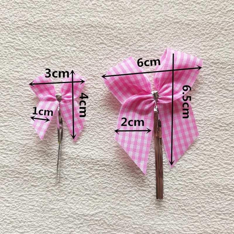 20pcs 2 size Square Grid Pink Bowknot party decoration Gift Bows for wedding decoration