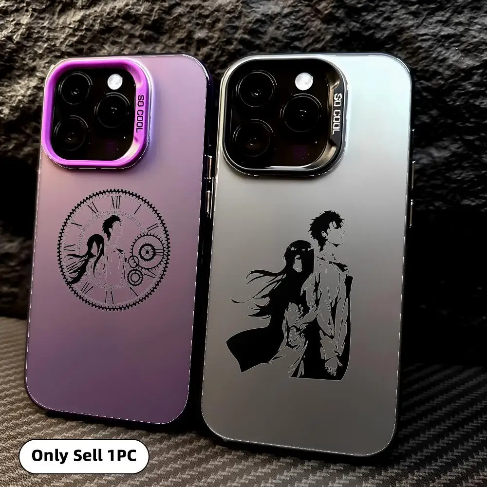 Funda de Teléfono Anime S-Steins Gate para iPhone 17 16 15 14 13 12 11 Pro Max Air, Colorida, Mate, Láser, Aurora, Antigolpes