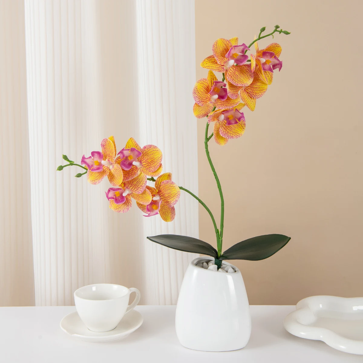 Künstliche Blumen, 2, gegabelte Schmetterlings-Orchideen, Zuhause, Zimmer, Vase, Tischdekoration, Hochzeit, Outdoor, Hof, Brautsträuße, DIY-Kranz, Geschenke – Detail 4
