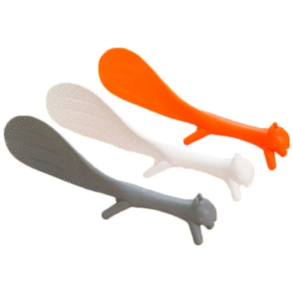 Non Stick Squirrel Shaped Ladle Thickened Lovely PP Meal Spoon Can Stand Rice Scoop