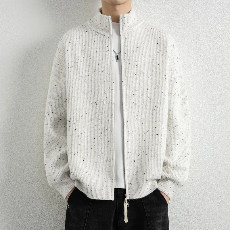 

Мужской вязаный кардиган Tianxing в американском стиле, с воротником-стойкой, осень 2025, новинка, удобный крой