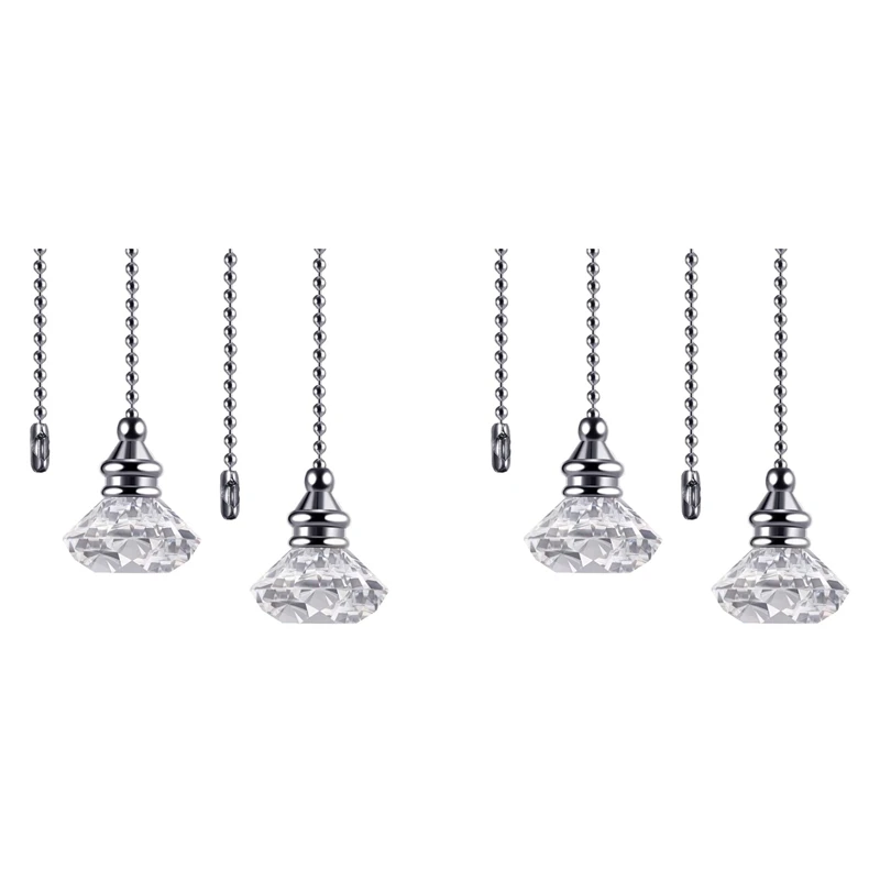 

LJL-4 Pcs Crystal Pull Chains Ceiling Fan Chain Extension Fan Pull Chain Pendant 50Cm Ceiling Fan Chain Extender Ornament
