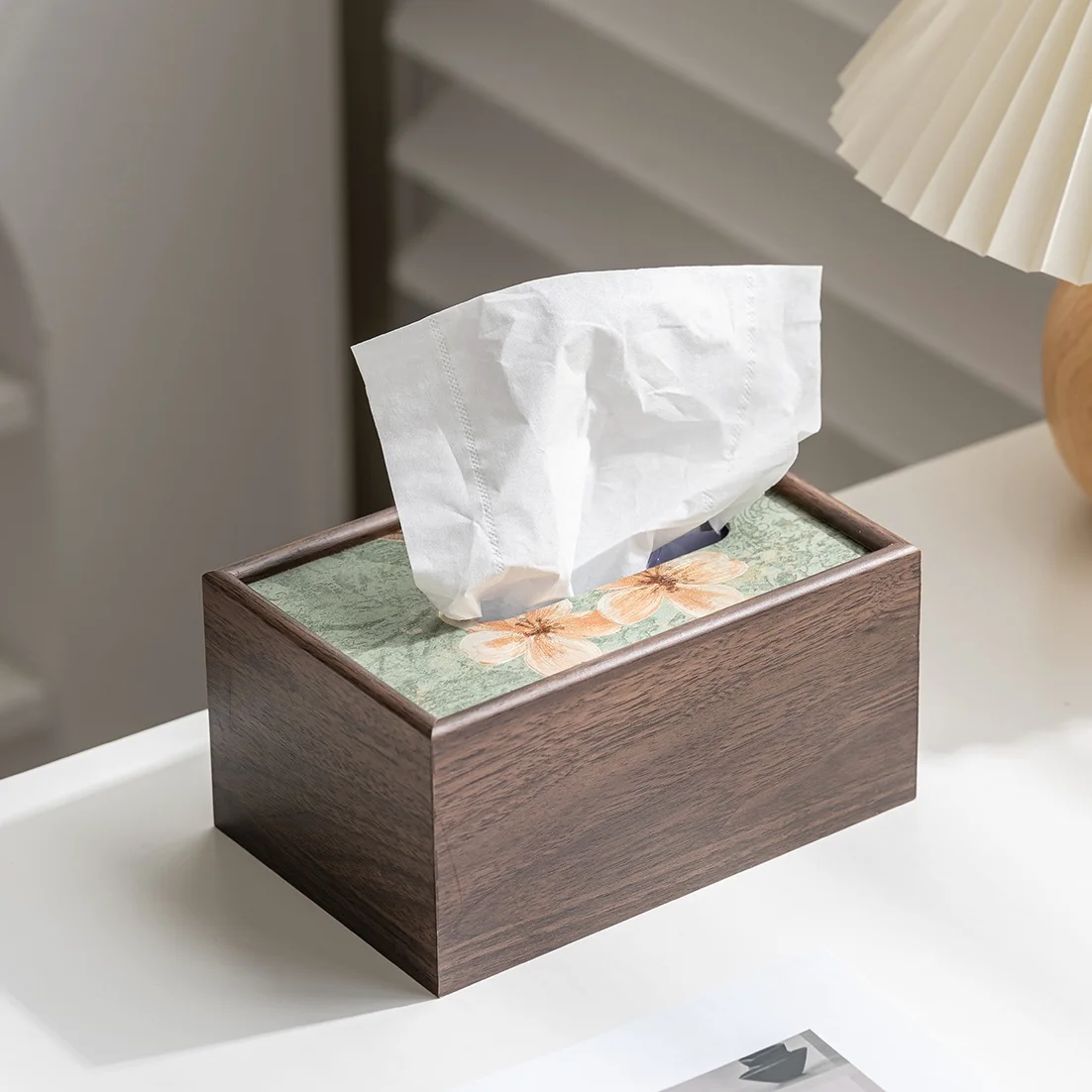 Wood light luxury tissue box coffee table household Chinese senior living room high-end hotel