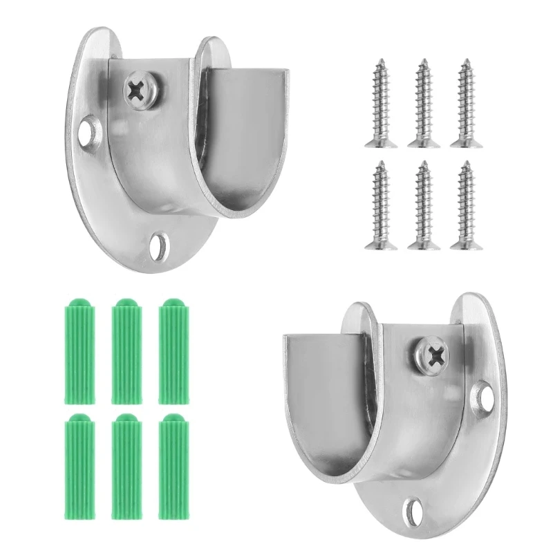 Pack of 2 Closet Rod Holders Steel Curtain Rod Support for Wardrobe Organization