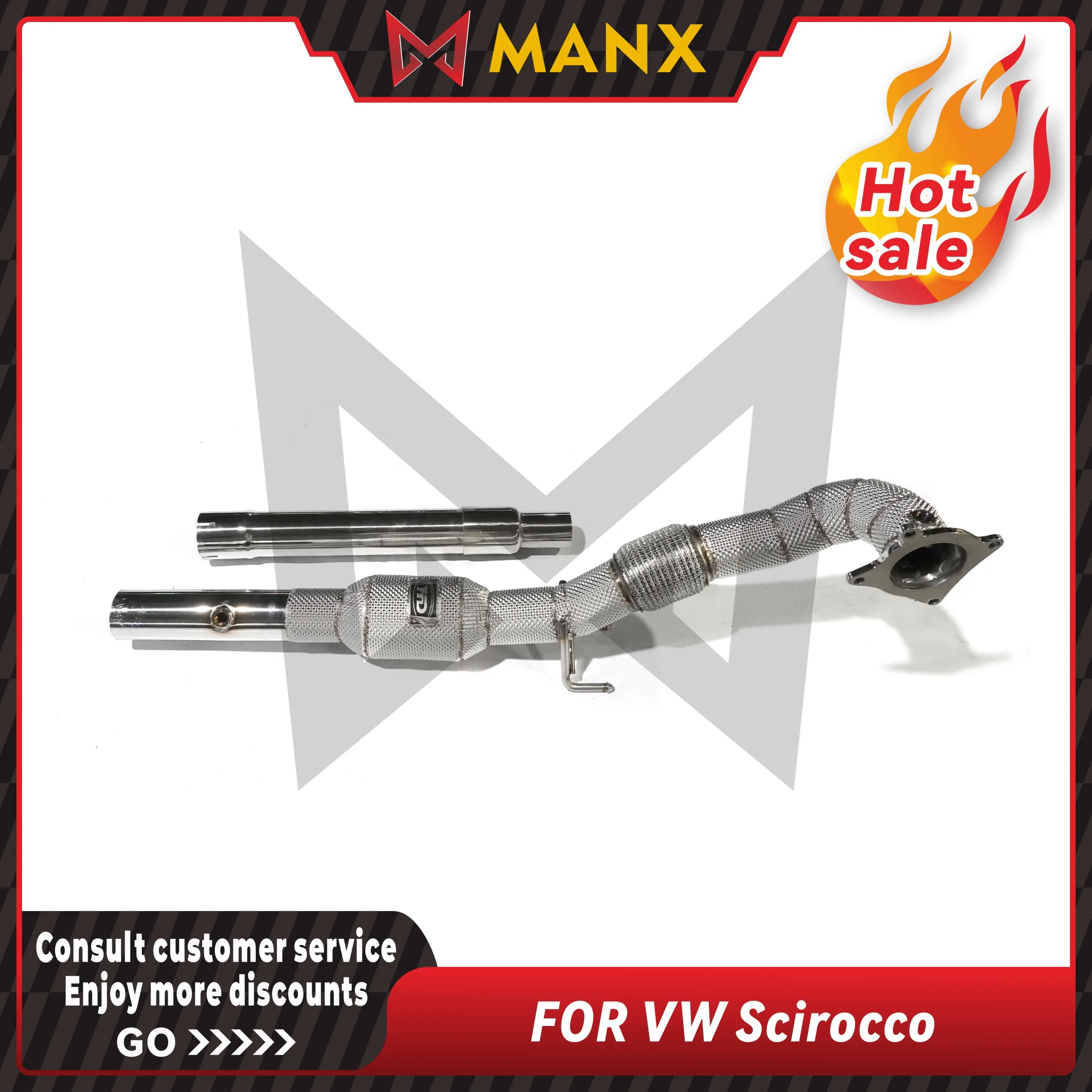 

MANX Car Exhaust system for VW Scirocco Catalyzed Downpipe Catless Downpipe Stainless steels Performance exhaust pipe