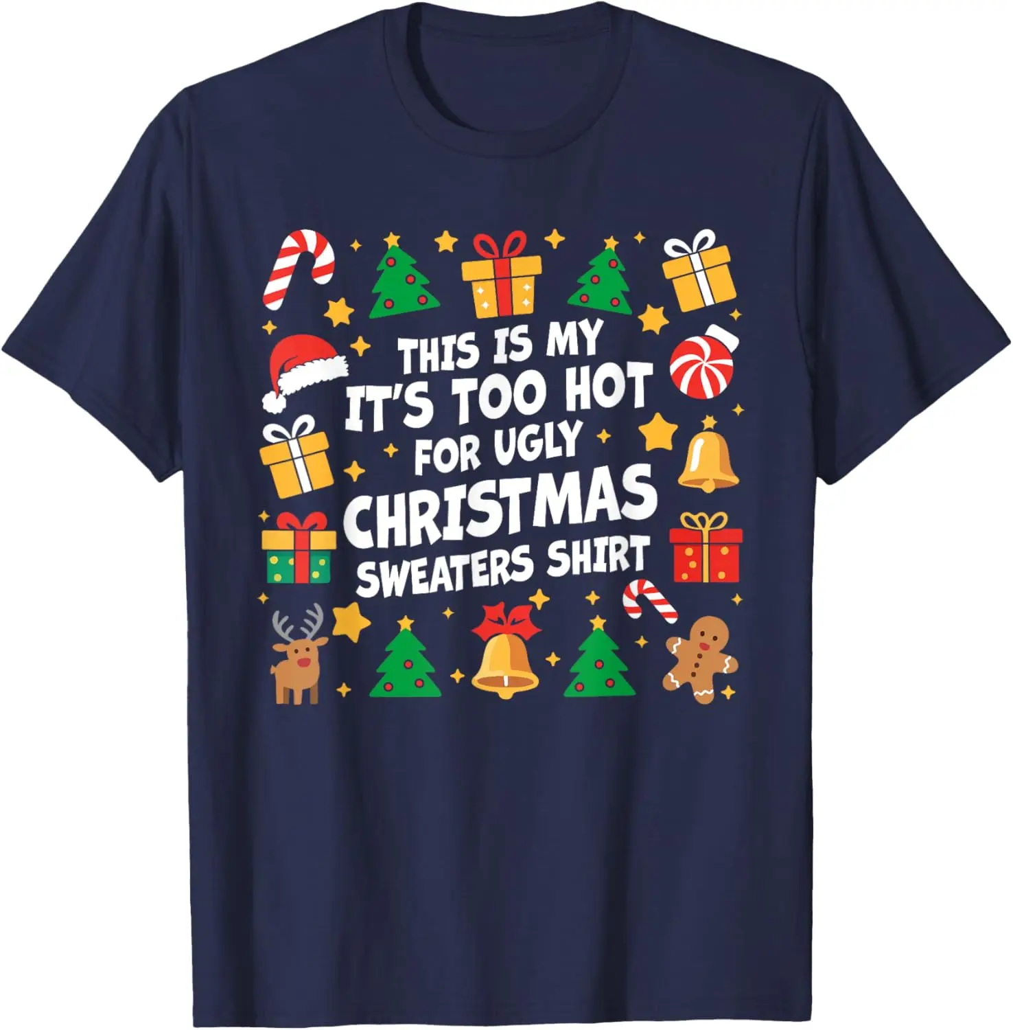 Merry Christmas Candy Cane Christmas Hat This Is My Christmas Funny Xmas PJs Men Women Gift Graphic Tshirts Fashion All-match