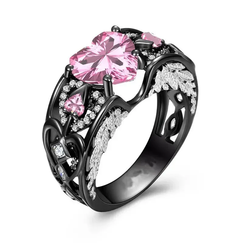 4 Colors Angel Wing Heart Shaped Ring