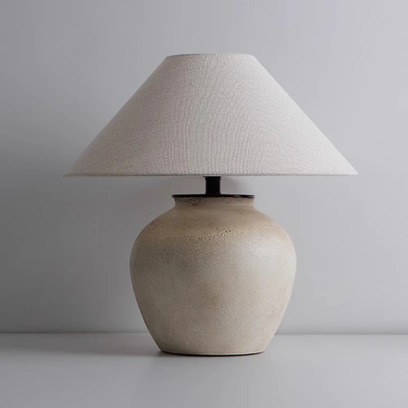 

Handmade pottery pot table lamp retro homestay Japanese style living room bedroom decorative table lamp