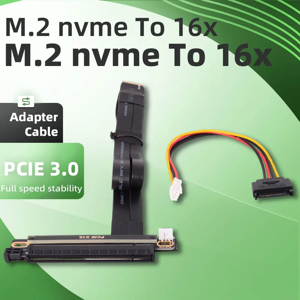 

ADT-Link 64Gbps M.2 NVMe to PCIE x16 4.0 Graphics GPU Adapter Cable M.2 M Key-M SSD GEN4 to PCI-E 4.0 X4 es CPU Riser Extender