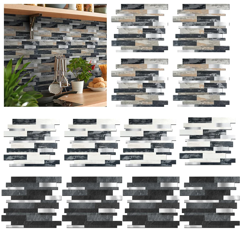 5/10PCS Self-adhesive Simulation Marble Splicing Models tile Wall Stickers Waterproof Wallpaper For Bathroom Kitchen Decoration