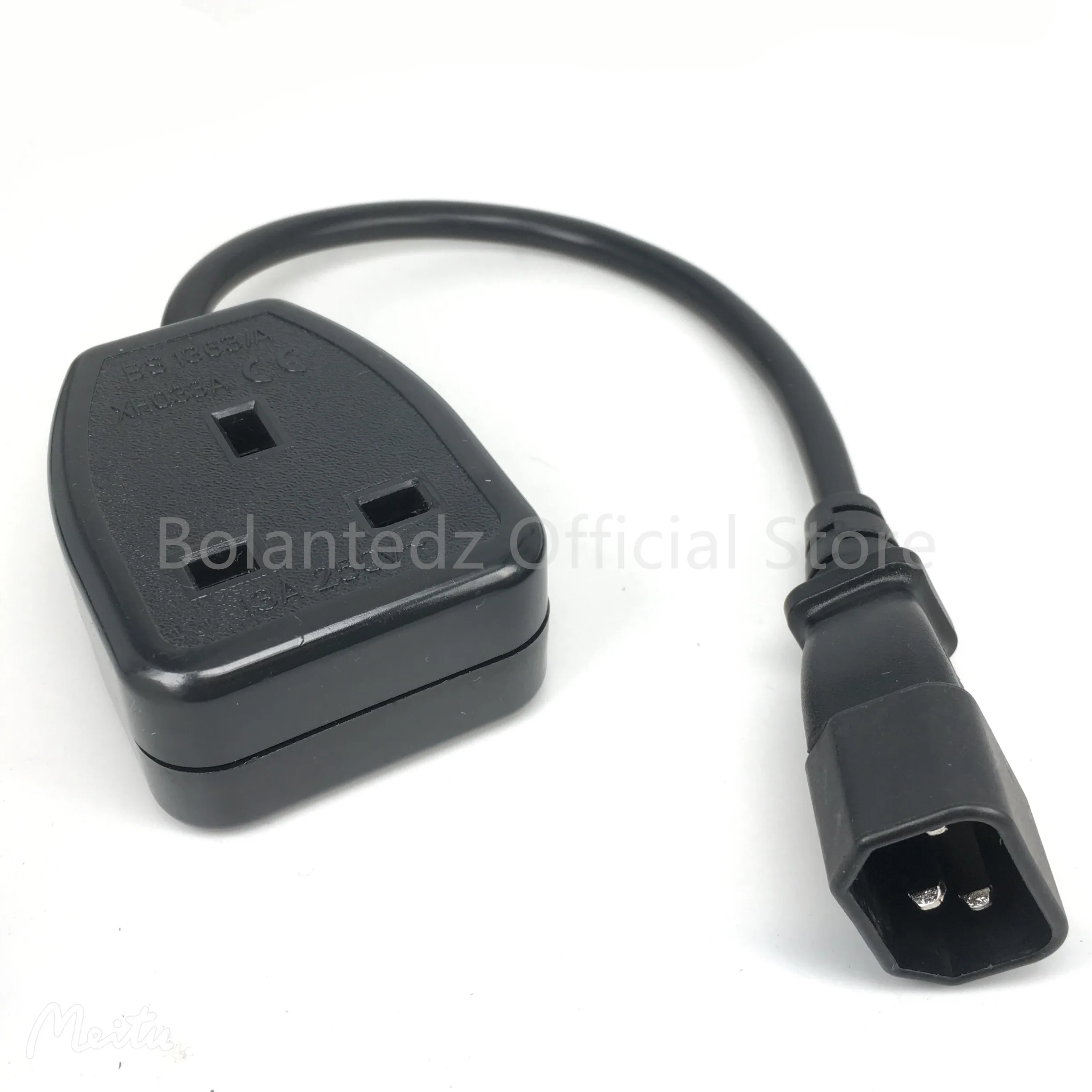 IEC C14 Male Plug to UK BS1363 Female Socket Power Adapter Cable 0.3m/0.5m, Connect C13 Adapter Lead Cord for PDU UPS 13A 250V