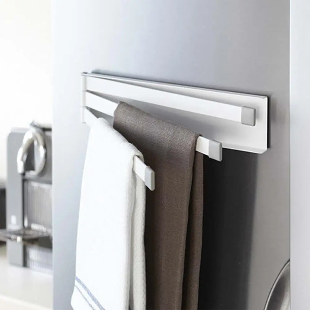 

Space-saving Towel Bar Wall Towel Rack Versatile Magnetic Towel Rail Space-saving Bathroom Kitchen Drying Rack for Hand Towels