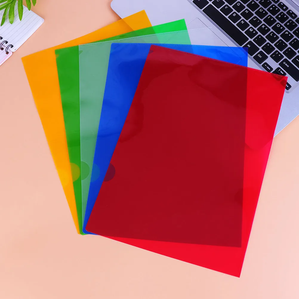 

10Pcs A4 File Folder Plastic Sleeves Clear Document Holders for School Office Document Organizer Colored File Pockets