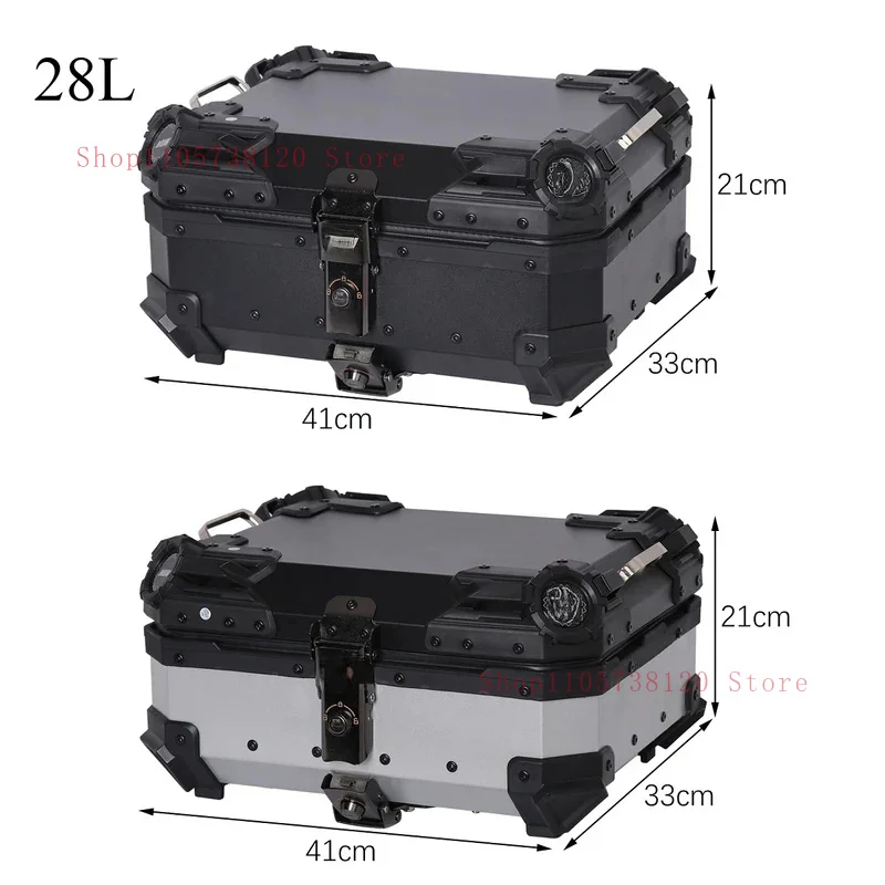 New L Motorcycle Rear Storage Box Aluminium Alloy Trunk Lage With Bracket And Base Plate