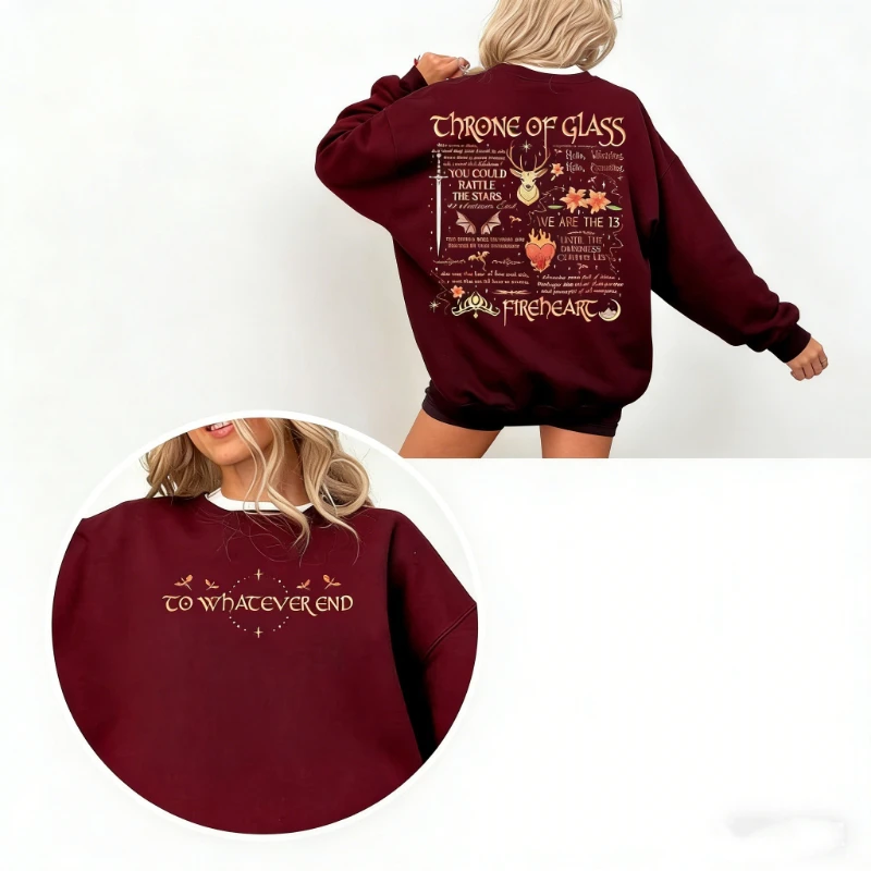 Sweat-shirt à face du trône de verre, Aelin Galathynius, inspiré du treize Sjm Merch, vêtements de lecteur fantastique, sweat à capuche assorti