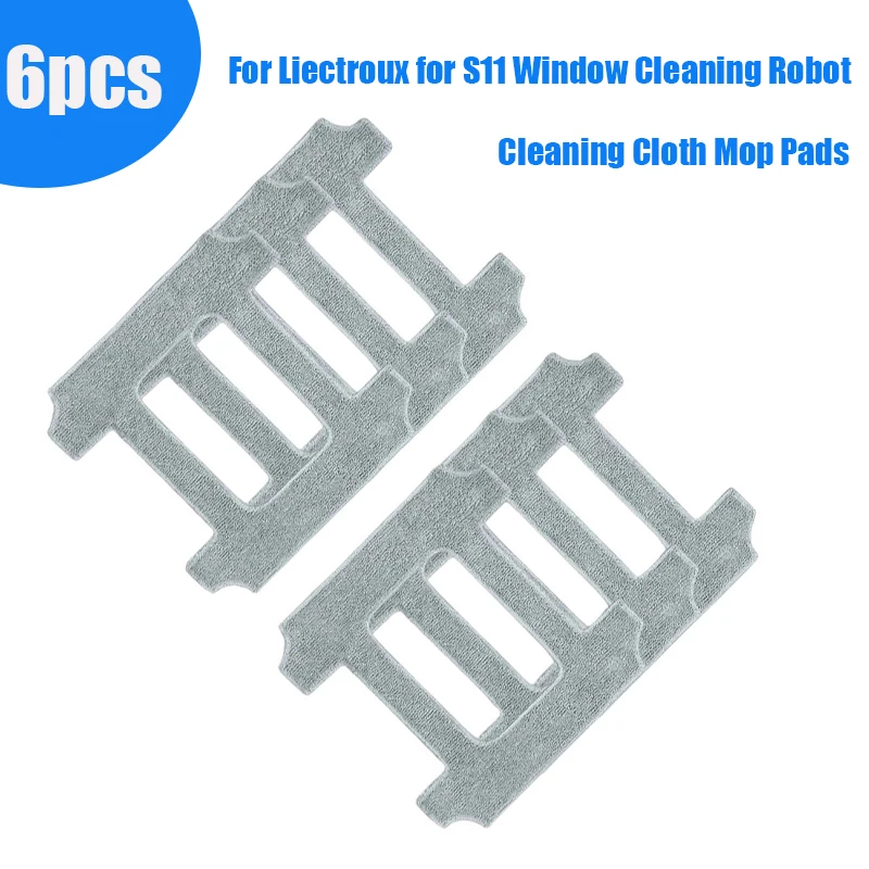 6pcs Replacement Microfiber Mop Pads For Liectroux S11 Window Cleaning Washable= Streak-Free Glass Wiping Cloths Accessories