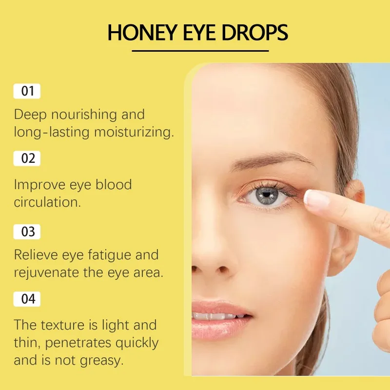 Honey Extract Eye Drops Improve Eyesight Relieve Fatigue Refreshing Mild Moisturizing Careful Eye Care Daily Cleaning Solution