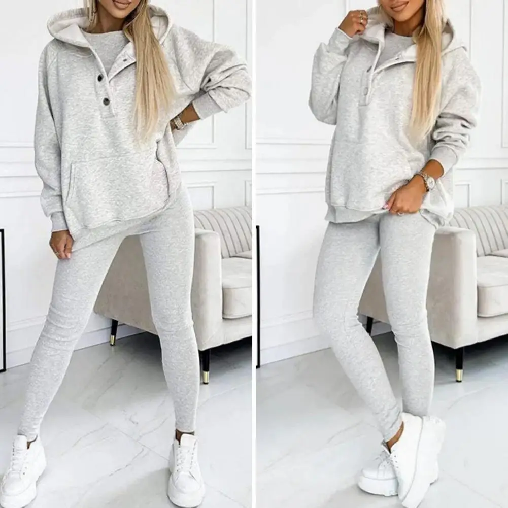 Women\'s Autumn Winter New Suit Sports Hooded Tops Sweatpants Woman Waistcoat Pants 3 Three Piece Sets Fashion Women Clothing