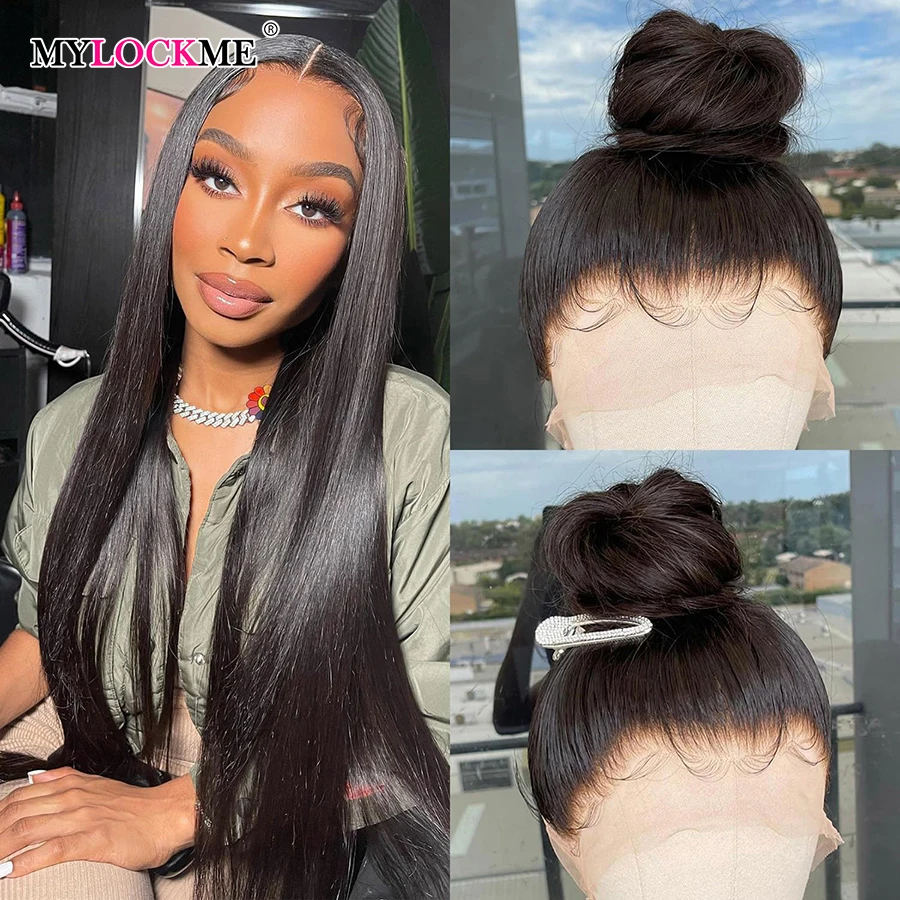 360 Full Lace Wig Human Hair Mylockme Brazilian Natural 100% Human 12a Grade Lace Front Human Hair Wig On Sale Clearance