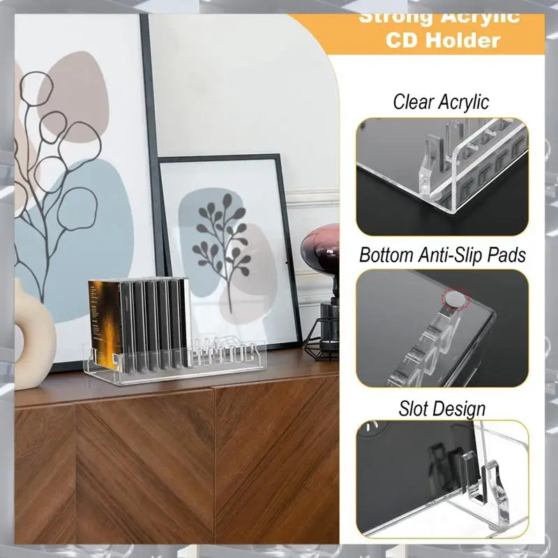 Hot Selling-CD Storage Holder Desktop Stand, Acrylic CD Organizer Stand CD Display Rack, CD Storage Rack Up To 12 Standard CD Ca