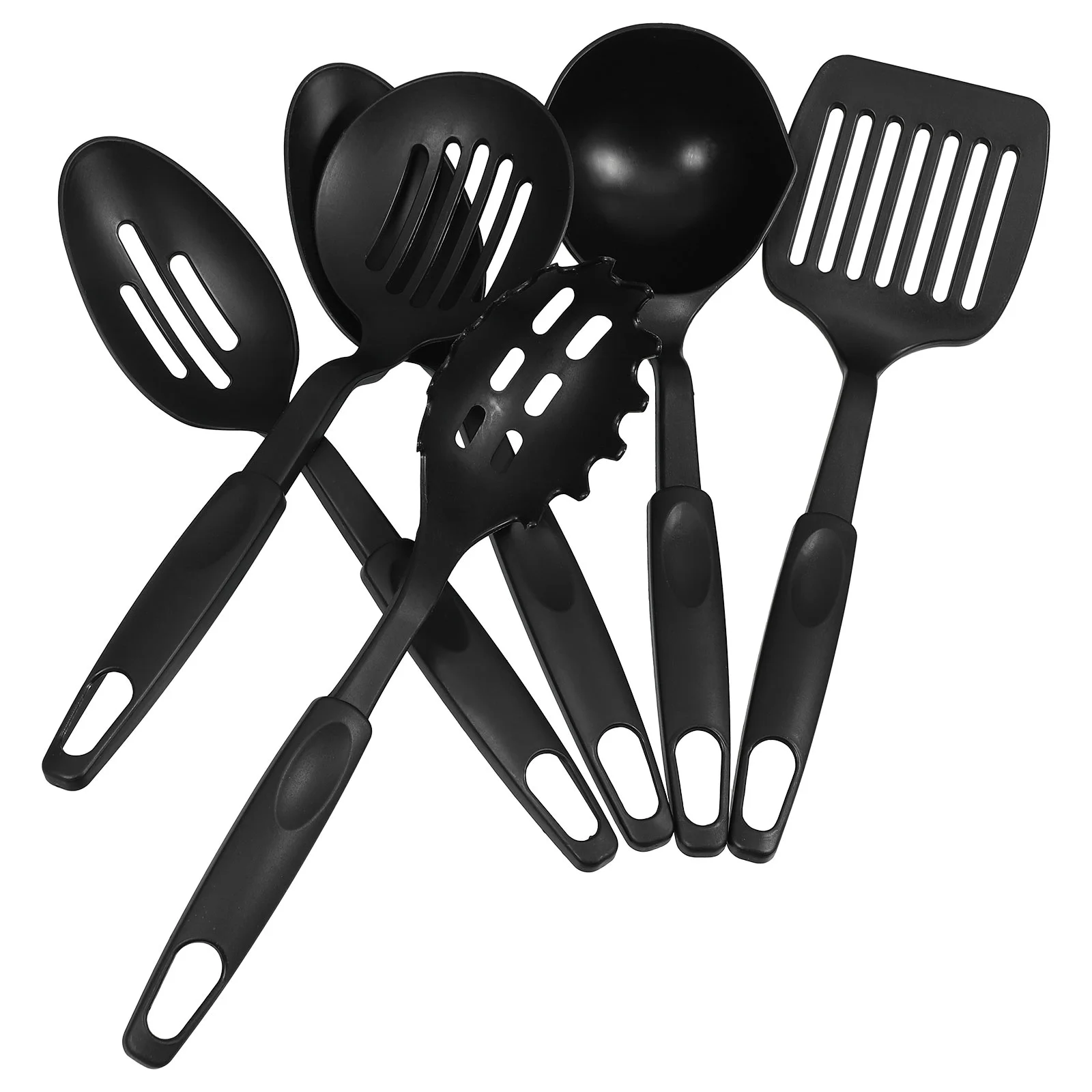 

6 Pcs Spoons Kitchenware Cooking Set Nylon Utensils Mixed Vegetables for Household Purposes Black Spatulas