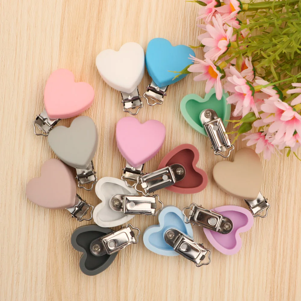 

4pc/Lot Silicone Pacifier Clips Heart With Hole Round Mouse Clip DIYNecklace Bead Handmade Accessories