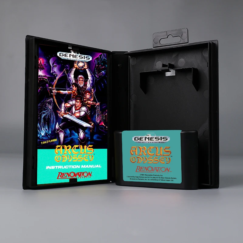 

Arcus Odyssey USA cover 16bit MD game card with box with manual for Sega Genesis Megadrive consoles