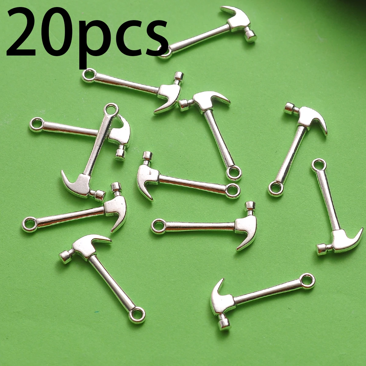 20 Mini Claw Hammer-Shaped Pendants, Small Hammer Charms, Suitable for DIY Bracelets, Necklaces, Earrings, and Industrial-Style Handmade Beaded Jewelry Accessories