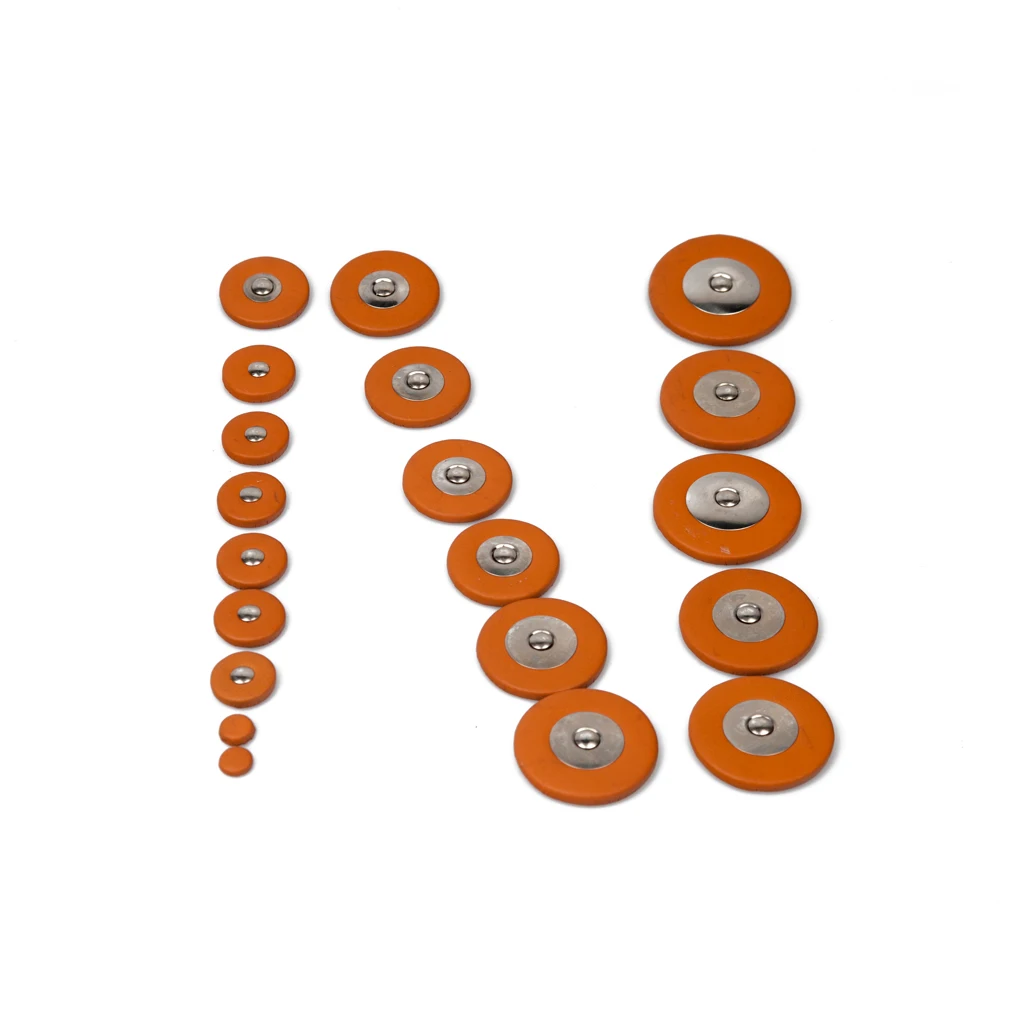 Mugig 25pcs Orange Tenor Saxophone Leather Pads Woodwind Sax Parts For Tenor Saxophone Repair Real Leather Pad Metal Resonator