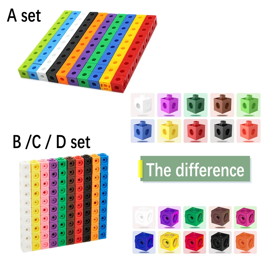 100pcs Linking Cubes Counting Set DIY Number Blocks Patching Snap Blocks Teaching Mathematics Toys Math Educational For Kids