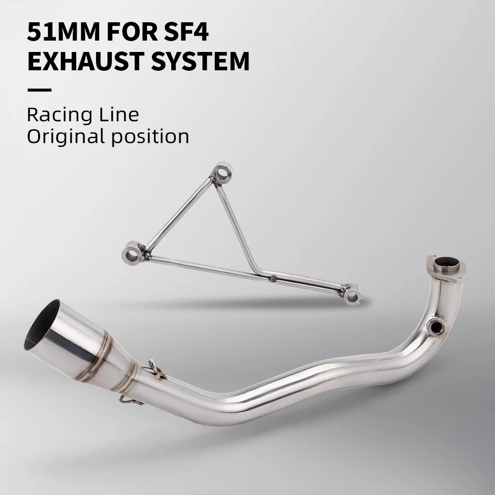 

Suitable for 51mm stainless steel motorcycle exhaust pipe front link pipe Slip on link SF4 pipe