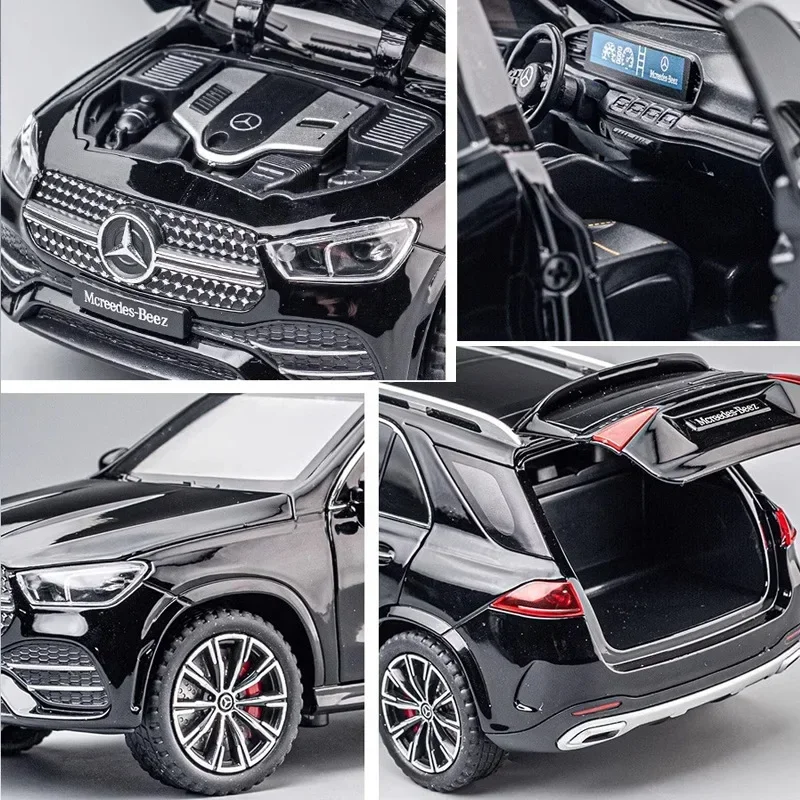 Bensz GLE350 Alloy SUV Model samochodu Dźwięk Światło Symulacja 1/24 Skala Pullback Diecast Zabawka Pojazdy Dziecko Chłopcy Prezent Urodzinowy Miniatur