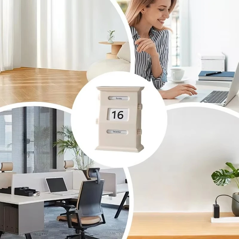 A23F-Calendar Desk Retro Calendar Blocks Desk Date Display Desk Decorations Desktop Decor Date Blocks