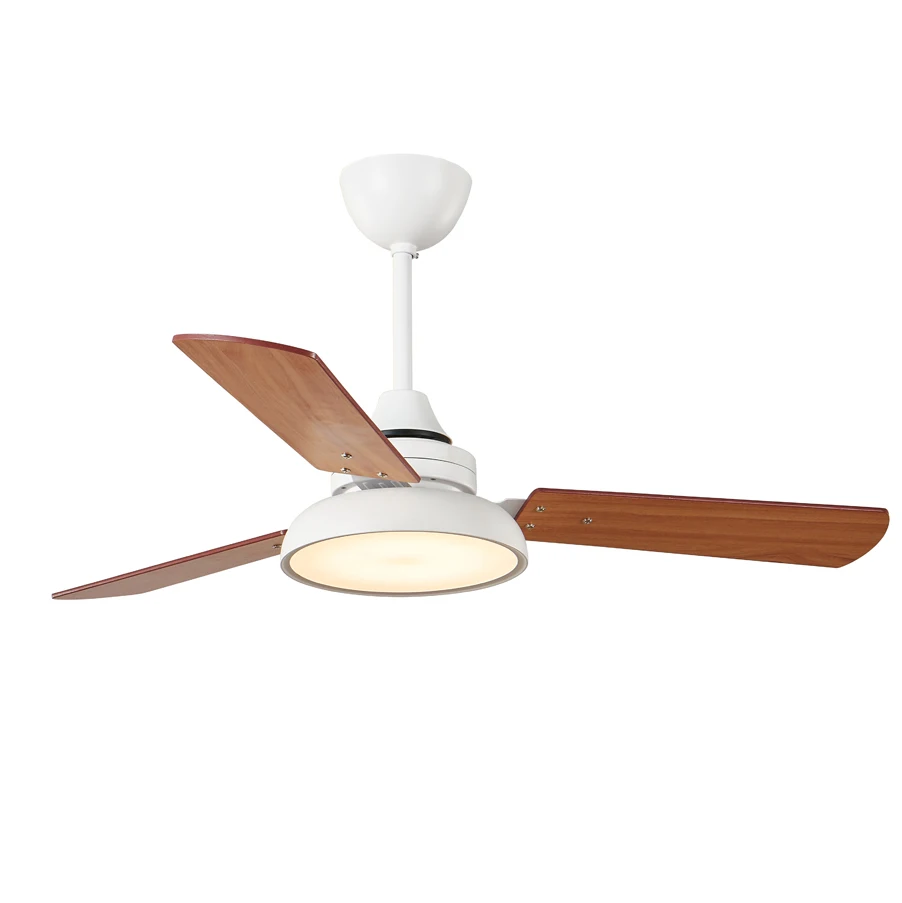 3 leaf wood leaf 220V42 inch modern ac dc energy saving remote control LED ceiling fan with light