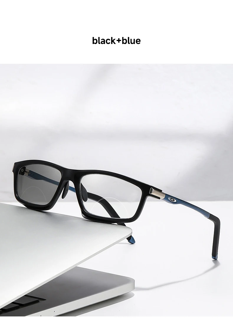 Anti-blau Licht Photochrome Bifokale Lesebrille Mann Frau Multifunktionale Lesebrille Aluminium Magnesium Sport Brillen – Detail 8