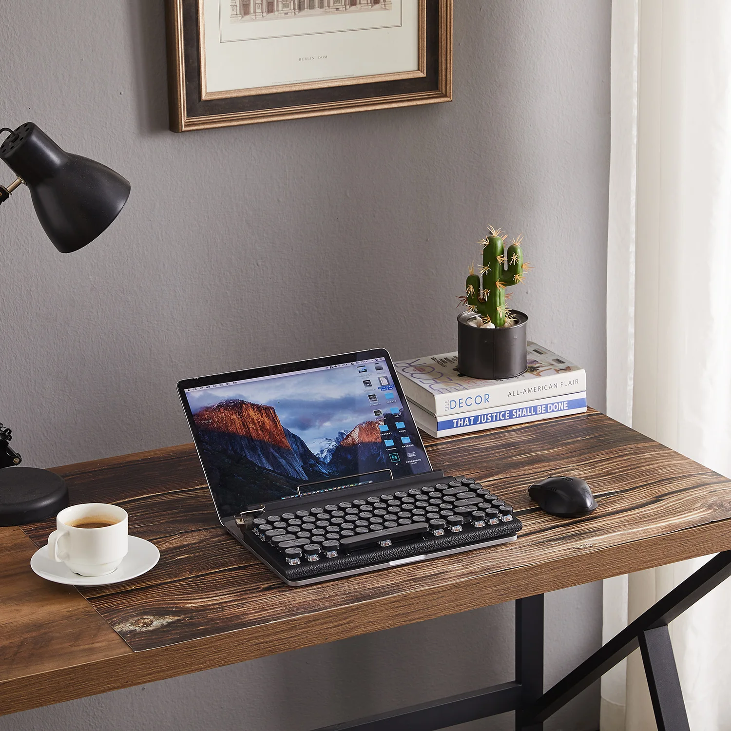 Винтажная пишущая машинка, механическая клавиатура, Bluetooth, беспроводной планшет, ноутбук, металлическая круглая крышка