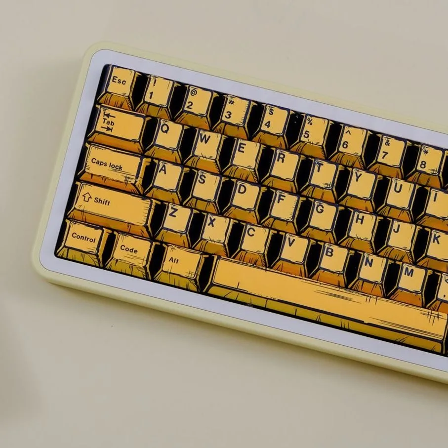 Yellow Comic Keycaps Full Set 151 Keys Creative Cartoon Style Custom Cherry Profile PBT Dye Sub for MX Mechanical keyboard