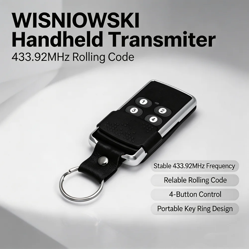 WISNIOWSKI 433.92MHz Rolling Code Garage Remote Control For WISNIOWSKI EL11Q EL12Q EL13Q EL17Q ELN 4 Button Keychain Transmitter