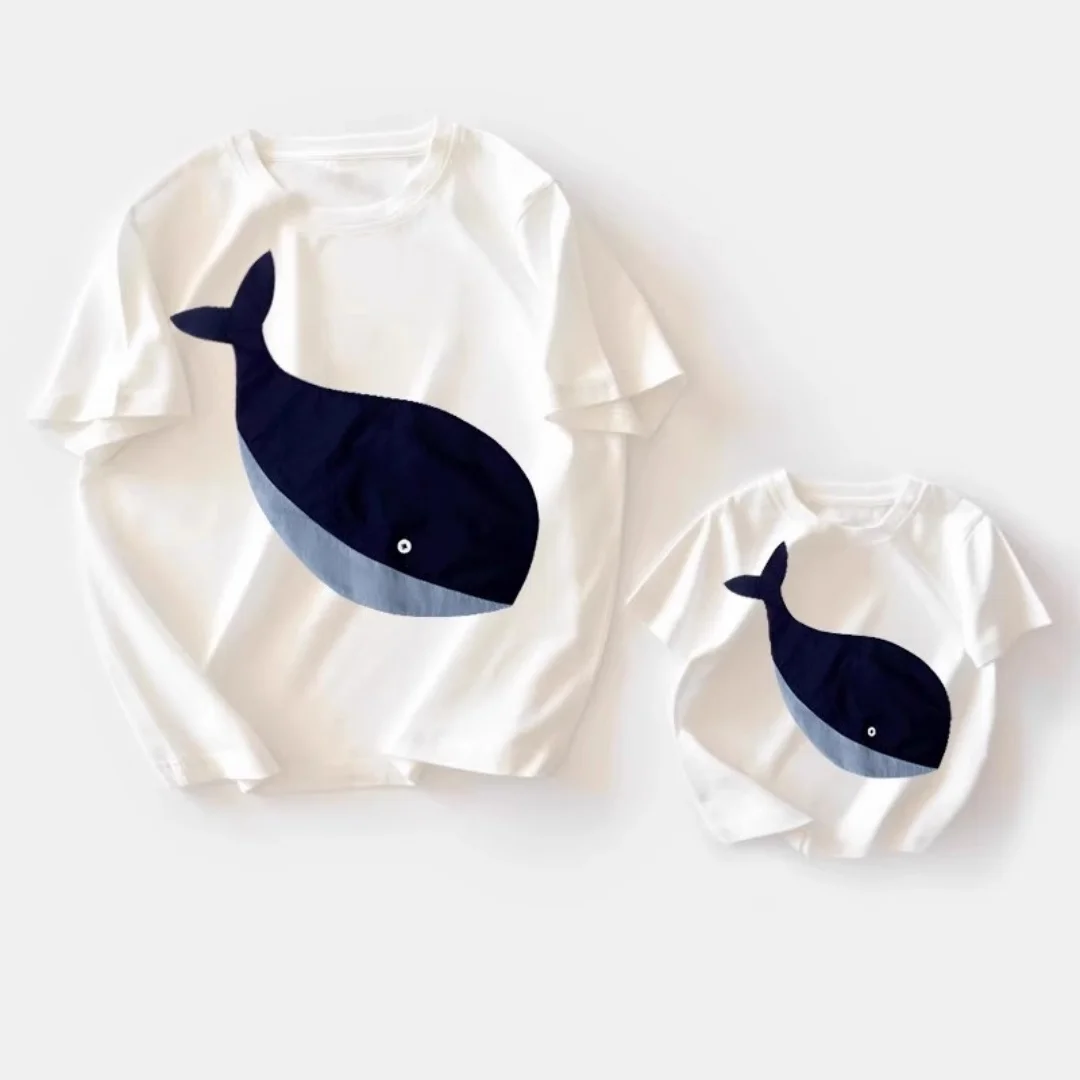Sommer-Tops mit Cartoon-Wal-Print, T-Shirts für Jungen und Mädchen, lässige All-Match-T-Shirts, geeignet für Kinder-Sommerkleidung.