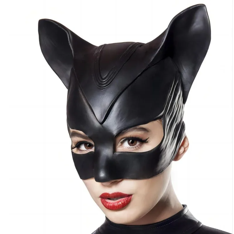 1pc feminino máscara de gato preto máscara de látex halloween night club cocktail clube cosplay acessórios traje adereços