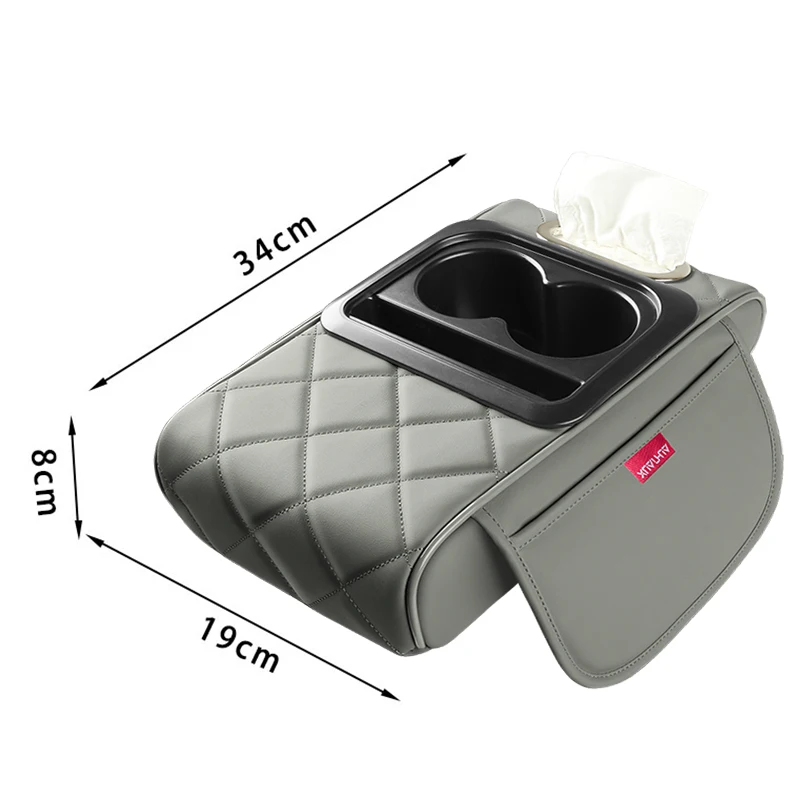 Multifunctional Side Storage Paper Box Increase Height Car Central Cushion Mat Car Accessories Universal Armrest Cover Leather